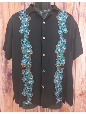 Beachcombers Embroidered Guayabera Shirt Size Large
